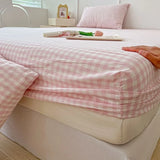 Gaeaspace  -  Washed Cotton Fitted Sheet Non Slip Fitted Sheet Elastic Band Around Mattress Cover Bed Cover And Pillowcase