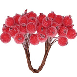 Gaeaspace  -  80/20Pcs Artificial Holly Berries Mini Simulation Cherry Stamen Berry Frosted Double Head Fake Berries For Christmas Party Decor