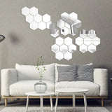 Gaeaspace  -  24pcs/set 3D Acrylic DIY Self-adhesive Decorative Decal Hexagonal Geometric Mirror Wall Pasted Hexagon