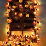 Gaeaspace  -  Artificial Autumn Maple Leaves Pumpkin Garland LED Fairy String Light Christmas Thanksgiving Decoration DIY Halloween Party Home