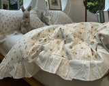 Gaeaspace  -  Sweet cute flower plaid bedding set single double girl,twin full queen king cotton home textile bed sheet pillowcase quilt cover