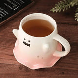 Gaeaspace  -  1pc Cartoon Mug With Spoon Cute Ghost Elf Ceramic Cup Coffee Water Milk Juice Cup Novelty Gifts for Friends Lovers Couple Cups