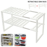 Gaeaspace  -  Retractable Kitchen Shelving Multifunctional Table Top Dish Pot Cutlery Organizing Rack Under Sink Debris Shelving