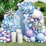 Gaeaspace  -  Ice and Snow Theme Purple Blue Silver Snowflake Aluminum Film Balloon Garland Arch Set New Year Girls Birthday Party Decoration