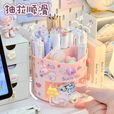 Gaeaspace  -  Office Supplies Rotary Pen Holder Student Desktop Large Capacity Divided Stationery Sorting and Storage Box Girl Cosmetics Box