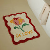 Gaeaspace  -  Tufting Chinese Red Style Bathroom Mat Soft Bedroom Rug Heart Shape Carpet Bathmat Anti Slip Floor Pad Doormat Home Room Decor