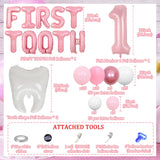 Gaeaspace  -  First Tooth Themed Decor Birthday Party Supplies Size 1 Foil Balloon Arch Set Perfect for Girls 1st Birthday Party