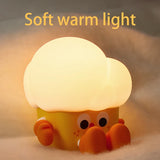 Gaeaspace  -  Cute Cartoon Popcorn Night Light USB Rechargeable Touch Silicone Lamp Kid Gift Bedside Nursery Ambient Mood Light 3 Levels Timer