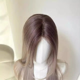 Gaeaspace  -  Chocolate Ombre Wig for Women Long Straight Lace Front Synthetic Wig for Daily Use Party Emo Wigs 24inch Heat Resistant 가발