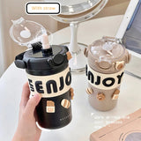 Gaeaspace  -  Cute Thermos For Hot Coffee Tea Travel Mug Stainless Steel Water Bottle Insulated Tumbler Portable Vacuum Flask Thermal Cup450ml