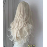 Gaeaspace  -  New Curly Wavy White Wig Synthetic Hair Middle Part Long White Cosplay Wig Long Wigs for Women Synthetic Lace Front Wig