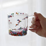 Gaeaspace  -   Shining Fairy Double Layer Quicksand Water Cup Big Ear Coffee Breakfast Heat Insulation Bubble Sequin Creative Glass