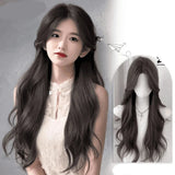 Gaeaspace  -  Black Wig Forehead Lace Long Wavy Black Wigs for Women Daily Use  Mainland China Synthetic Wigs Heat-resistant Wig