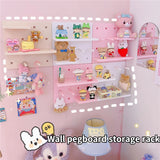 Gaeaspace  -  Ins Wall Hole Board Korean Decor Wall Pegboard Storage Rack Blind Box Toy Figure Girl Bedroom Free Punch Organizer Storage Board