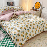 Gaeaspace  -  Duvet Cover Set with Daisy Pattern, 100% Cotton, Super Soft, Skin Friendly,Single, Double Bed,Customizable Size, 133x72