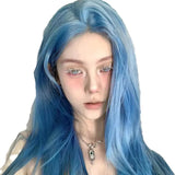 Gaeaspace  -  Blue Wig Long Straight Blue Hair Cosplay Lolita Wigs for Women 20inch Synthetic Wig Heat-resistant Natural Jk Wig