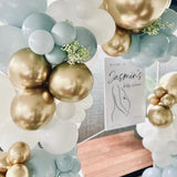 Gaeaspace  -  109Pcs Dusty Blue White Gold Balloons Garland Kit Ice Blue Metallic Gold Latex Balloon for Boy Baby Shower Wedding Decoration