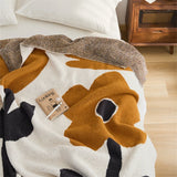 Gaeaspace  -  Nordic Ins Style Knitted Velvet Blanket, Cartoon Flower, Multi-Functional, Casual Sofa Cover, Bed End Decorative