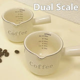 Gaeaspace  -  3oz/90ml Ceramic Measuring Cups with Duel Scale and Handle High Value Espresso Extraction Cup Transfer Cup Milk Jug Coffee Tool