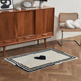 Gaeaspace  -  Love Flocking Carpet Black And White Nordic Style Cute Entry Door Living Room Bedroom Floor Mat Toilet Bathroom Non-slip Mat