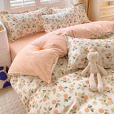 Gaeaspace  -  INS Double-sided Availability Pink Blue Cute Cat And Rabbit Bedding Set Duvet Cover Sheets With Pillowcases Full Size Bedroom