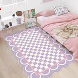 Gaeaspace  -  Checkerboard carpet cute plaid irregular IG girly rugs large area bedroom carpet fluffy soft polyester floor mat decoration home