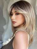 Gaeaspace  -  Charming Long Blonde Wigs for Women Synthetic Hair Wig with Fringe Ombre Color with Dark Roots Layered Wigs Heat Resistant Wigs