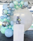 Gaeaspace  -  129pcs Macaron Blue Mint Green Balloon Garland Arch Kit Silver Metallic Balloons for Wedding Baby Shower Birthday Decors