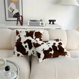 Gaeaspace  -  Plush Soft Fur Cow Throw Pillow Living Room Sofa Cushion Home Decor Fluffy Plaid Waist Rest Pillows Pillowcase With Pillow Core