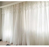 Gaeaspace  -  Fashion Princess White Blackout Curtains for Living Room Korean 3 Layers Fairy Sheer Drapes for Girls' Bedroom Home Deco Fabrics