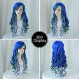 Gaeaspace -   mermaid Wig Long Blue Purple Gradient Wigs for Women Daily Party Halloween Cosplay Synthetic Body Wave Hair Wig