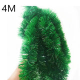 Gaeaspace  -  2/4MGreen Christmas Tree Decoration Ribbon Garland Christmas TreeBar Tops Ornaments Xmas Tinsel Grass Ring Family Reunion Party