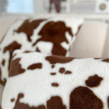 Gaeaspace  -  Plush Soft Fur Cow Throw Pillow Living Room Sofa Cushion Home Decor Fluffy Plaid Waist Rest Pillows Pillowcase With Pillow Core