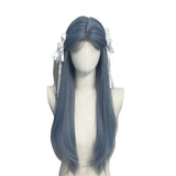 Gaeaspace  -  Blue Wig for Women Long Straight Wigs 24inch Natural Synthetic Wig Lace Wigs for Cosplay Daily Use Heat Resistant Headband Wigs