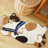 Gaeaspace  -  Tufting Cat Bathmat Fluffy Flocking Bathroom Rug Bedside Carpet Door Floor Mat Anti Slip Pad Home Kids Room Nursery Decor