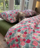 Gaeaspace  -  Fashion pastoral tulips rabbit bedding set,twin full queen lovely sweet cotton home textile bed sheet pillow case quilt cover