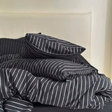 Gaeasapce  -  Bedding Set 100%Cotton Simple Black Stripe Duvet Cover Set Single Full Double Queen King Nordic Quilt Cover Bed Sheet Pillowcase