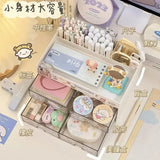 Gaeaspace  -  INS Student Stationery Cute Drawer Pen Holder  Cosmetics Storage Box  Office School Supplies Desktop Organizing Box  Organizer