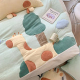 Gaeaspace  -  Winter 4pcs Flat Sheet Bedding Set Soft Cute Cartoon Coral Fleece Comforter Cover Bedspread Set for Kid's Room Bed Accessories