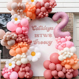 Gaeaspace  -  127Pcs Retro Pink Peach Latex Balloons Kit Small White Daisy Flower Theme Arch Garland Girl's Birthday Party Decors Supplies