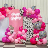 Gaeaspace  -  1 set of Ranch Cow Theme Pink Blue Brown Silver Disco 4D Balloon Garland Arch Set, Birthday Baby Shower Wedding Party Decoration