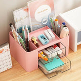 Gaeaspace  -  INS Cute Desktop Cosmetics Storage Box Multi-Functional Office Study Pen Holder Marker Stationery Division Organizing