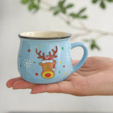 Gaeaspace  -  150ML Ceramic Christmas Cup Cartoon Santa Style Cute Elk Mousse Cup Breakfast Water Drinking Tools Coffee Milk Mug for Household