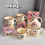 Gaeaspace  -  Kawaii Puppy Korean Coffee Cup Mug Cute Water Ceramic Handmad Milk Tea Water Juice Mocha Lover Breakfast Cup Birthday Gift 300ml