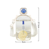 Gaeaspace  -  1pc 750ml Flat Square Transparent Water Bottle Portable Travel Canteen Adjustable Strap Elegant Plastic Bottle for Sport Camping