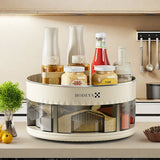 Gaeaspace  -  360 degree rotation condiment box double shelf for condiment storage box on kitchen counter multi-compartment condiment box