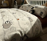 Gaeaspace  -  Fashion cartoon penguin gray bedding set teen boy,twin full queen lovely cotton home textile bed sheet pillow case quilt cover