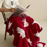 Gaeaspace  -  Cartoon Rabbit Knitted Blanket Sofa Red Blankets For Beds Bedroom Decorative Tapestry Office Nap Travel Camping Throw Blanket