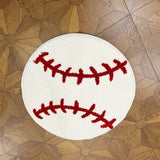 Gaeaspace  -  Baseball Stitch Design Round Tufted Rug Soft Carpet and Cozy for Sports Themed Rooms and Kids Play Areas