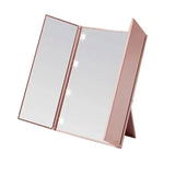 Gaeaspace  -  Portable LED Three Sided Makeup Mirror Folding Design Travel Vanity Cosmetic Mirror with Adjustable Stand for On-The-Go Beauty